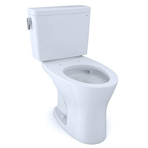 TOTO CST746CSMFG#01 Drake Two-Piece Elongated Dual Flush 1.6 and 0.8 GPF Universal Height DYNAMAX TORNADO FLUSH Toilet with CEFIONTECT, Cotton White