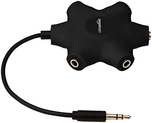 AmazonBasics 5-Way Multi Headphone Audio Splitter Connector, Black