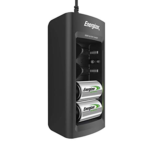 Rechargeable Battery Charger by Energizer, for C D AA AAA 9V Ni-MH Rechargeable Batteries with LED Indicator and Overcharge Prevention Function