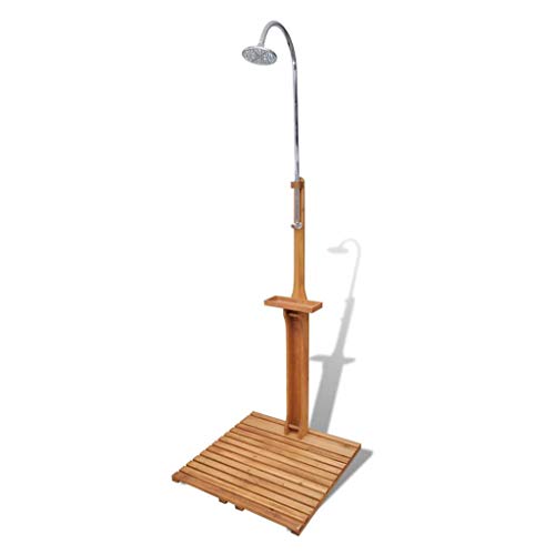 vidaXL Outdoor Shower Wood Portable Mobile Pressure Adjustable Garden Camping