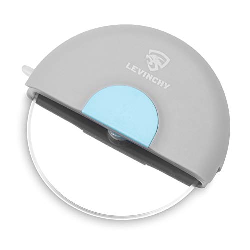 LEVINCHY Pizza Cutter Wheel, Pizza Slicer cutter, Premium Stainless Steel with Double-sided Blade, Super Sharp and Easy To Use, More Safe Protective Sheath, Blue