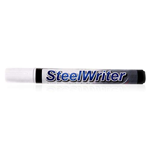 Steelwriter Marker Pen - White - For Drawing on Steel and other Metals, Wet Erase Removable