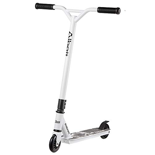 Albott Pro Scooters Stunt Scooter - Complete Trick Scooters Beginner Freestyle Sports Kick Scooter with Fixed Bar Scooter for 8 Years and Up,Teens,Adults (White)