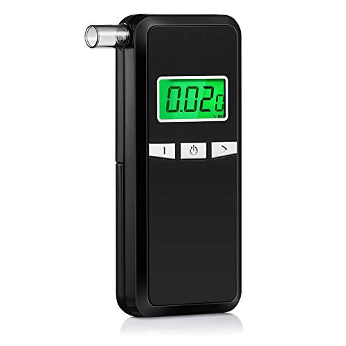 Breathalyzer, Portable Breathalyzer Alcohol Tester with Digital Breath Alcohol Tester with Blue Backlight LCD Display for Personal & Professional Use with 5 Mouthpieces