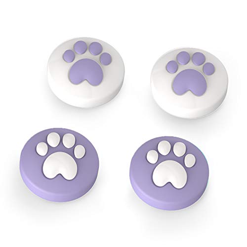 LeyuSmart Cat Claw Design Thumb Grip Caps, Joystick Cap for Nintendo Switch & Lite, Soft Silicone Cover for Joy-Con Controller (Purple)