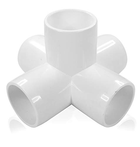 (8-Pack) 5-Way, 1 Inch Cross PVC Compression Fitting, Furniture Grade SCH40, 1' Inch Size, White (8)