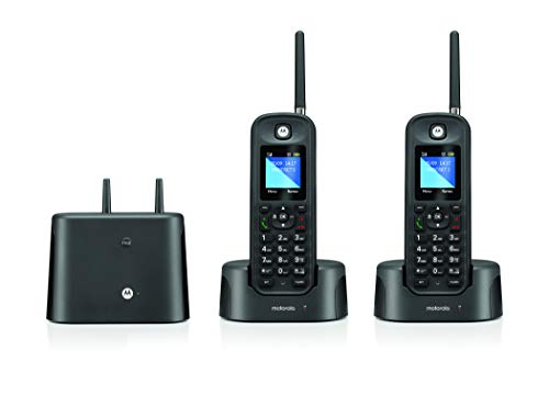 Motorola O212 DECT 6.0 Long Range Cordless Phone, Water & Dust Resistant, IP67 Certified, Black, 2 Handsets