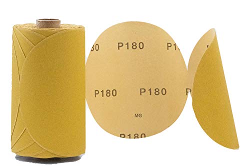 Sanding Disc Sandpaper 6' 100 Roll PSA Sticky Back Round With Adhesive Back Premium Aluminum Oxide Grain (180 Grit)