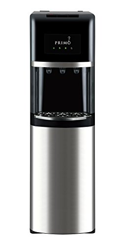 Primo Bottom Loading Water Cooler - 3 Temperature Settings, Hot, Cold, Cool - Energy Star Rated Water Dispenser w/Child-Resistant Safety Feature Supports 3 or 5 Gallon Water Jugs [Black w/Stainless]