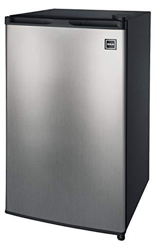 RCA RFR322-B 3.2 Cu Ft Single Door Mini Fridge with Freezer RFR322, Platinum, Stainless