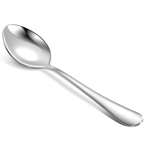 Hiware 12-piece Stainless Steel Dinner Spoons, Extra-Fine Dessert Spoons for Home, Kitchen or Restaurant - 7 1/3 Inches