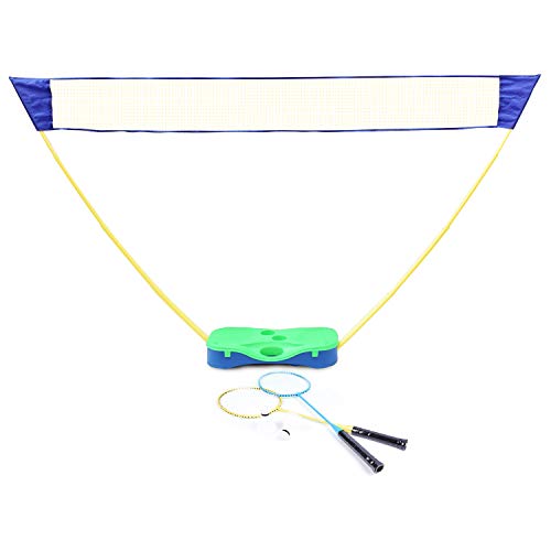 DRM 3 in 1 Outdoor Folding Adjustable Badminton Set, Badmintion Net, Tennis Net, Volleyball Net with Stand, Storage Box Base with Battledore
