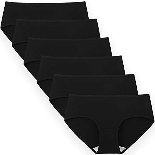 INNERSY Womens Underwear Cotton Hipster Panties Regular & Plus Size 6-Pack(XX-Large,Black)