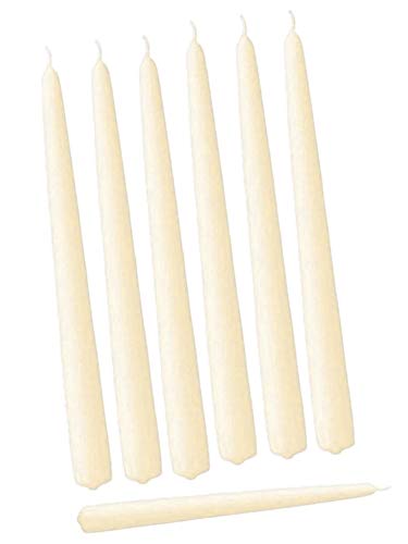 D'light Online 10' Elegant Taper Premium Quality Candles, Hand-Dipped, Dripless, Smokeless and Unwrapped Bulk Pack for Events - Set of 12 (10 Inch, Ivory)