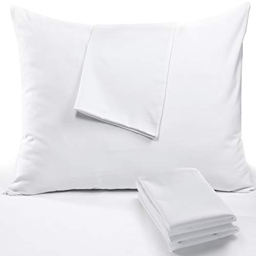 4 Pack Pillow Protectors Cases Covers Standard 20x26 Zippered Set White Soft Brushed Microfiber Reduces Respiratory Irritation Physical Threapy Clinics Hotels