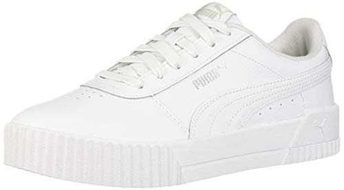 PUMA womens Carina Sneaker, Puma White-puma White-puma Silver, 8 US