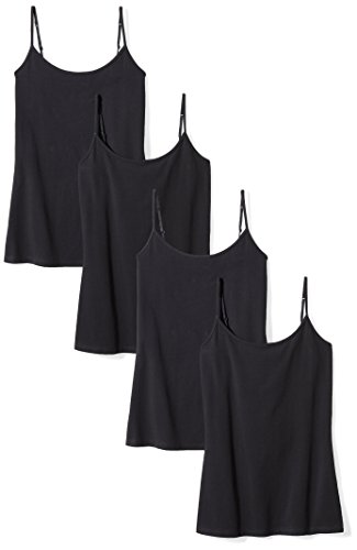 Amazon Essentials Women's 4-Pack Slim-Fit Camisole, Black, X-Small