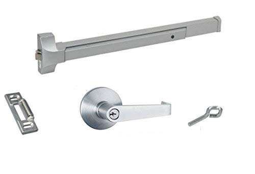 Global Door Controls Push Bar Panic Exit Device Aluminum, with Exterior Lever Trim (Aluminum)