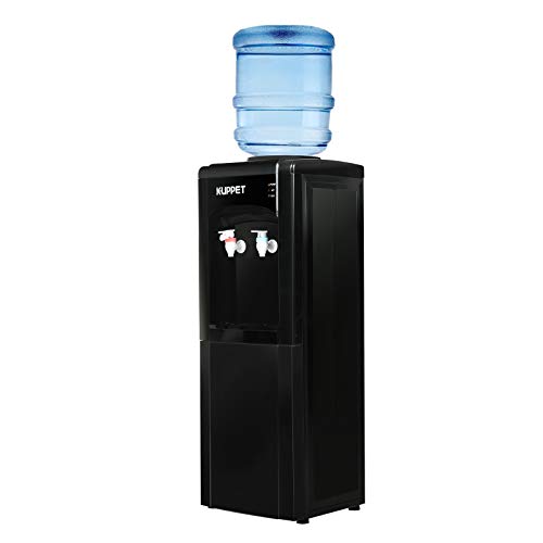 KUPPET Top Loading Water Cooler Dispenser,3 or 5 Gallon Bottle,PP material Electrical Cooling HOT and COLD Anti-Scalding Design And Storage Cabinet For Home Use,Black