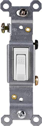 GE Grounding Toggle Switch, Single Pole, In Wall On/Off Fan & Light Switch Replacement, 15 Amp, Great for Home, Office & Kitchen, UL Listed, White, 54161