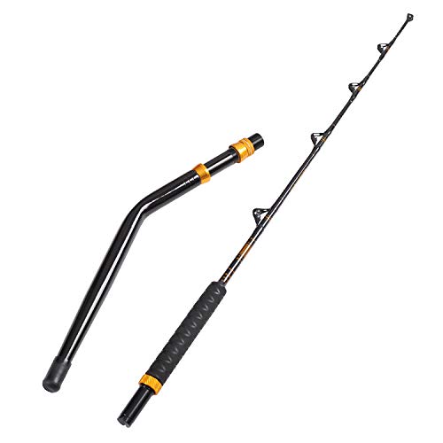 Fiblink Bent Butt Fishing Rod 2-Piece Saltwater Offshore Trolling Rod Big Game Roller Rod Conventional Boat Fishing Pole (Length: 6’)