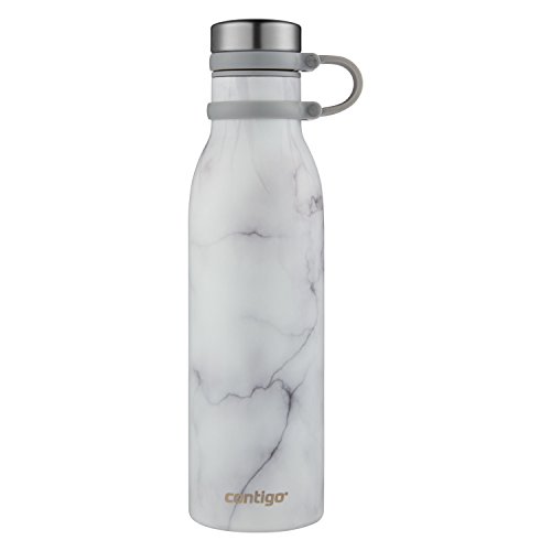 Contigo Couture Vacuum-Insulated Stainless Steel Water Bottle, 20 oz, White Marble