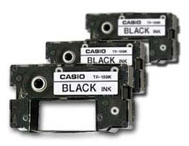 Casio Black Ribbons for All CW Disc Title Printers, 3 Pack TR-18BK-3P