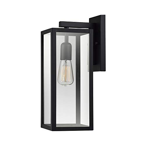 Bowery 1-Light Outdoor Indoor Wall Sconce, Matte Black, Clear Glass Shade,44176