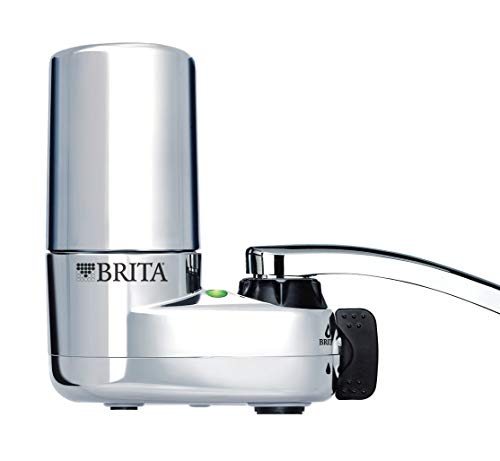 Brita 10060258356189 35618 Tap Water Filtration System (Fits Standard Faucets, Single Unit, Chrome w/Indicator