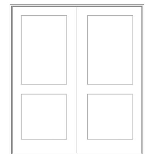 National Door Company ZZ364491A Solid Core, Molded, Craftsman 2-Panel Flat, Both Active, Prehung Interior Double Door, 48'x80', on 4-9/16' Jamb