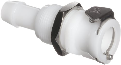 Value Plastics XQCBF770-1006 Natural Acetal Tube Fitting, Barbed Open Flow Panel Mount Coupling, 3/8' (9.5 mm) Tube ID, Female (Pack of 10)