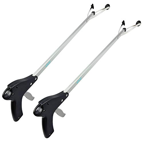 Vive Suction Cup Reacher Grabber (2 Pack) - 32 Inch Heavy Duty Mobility Grip Hand Aid - Handle Tool Light Bulb Remover, Long Handled Trash Litter Picker, Garbage Garden Nabber, Extender Arm Pickup