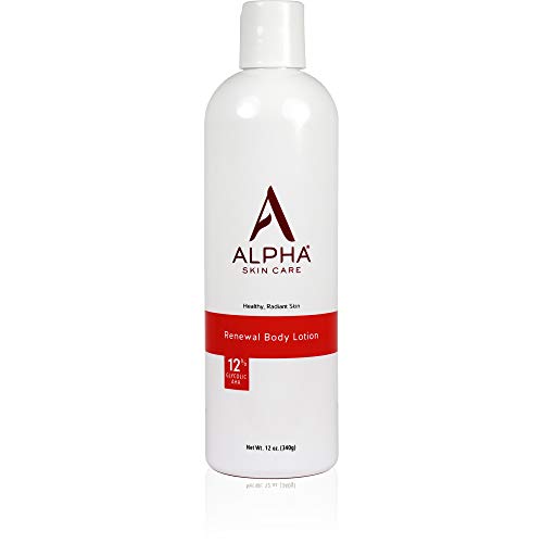 Alpha Skin Care Renewal Body Lotion | Anti-Aging Formula |12% Glycolic Alpha Hydroxy Acid (AHA) | Reduces the Appearance of Lines & Wrinkles | For All Skin Types | 12 Oz