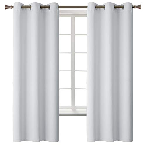 BGment Blackout Curtains for Living Room - Grommet Thermal Insulated Room Darkening Curtains for Bedroom, 2 Panels of 42 x 63 Inch, Greyish White