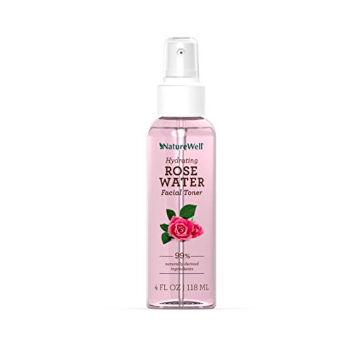 NatureWell Rose Water Facial Toner Spray, 4 Oz. | 100% Vegan | Conditions, Tones, and Moisturizes Skin