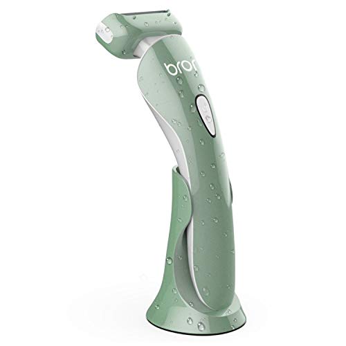 Brori Electric Razor for Women - Womens Shaver Bikini Trimmer Body Hair Removal for Legs and Underarms Rechargeable Wet and Dry Painless Cordless with LED Light, Green