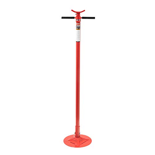Sunex 6809A, Underhoist Support Stand, ¾ Ton Capacity, 12 Inch Diameter Base, Contoured Saddle, Bearing Mounted Spin Handle, Self-Locking ACME Threaded Screw, Supports Vehicle Components