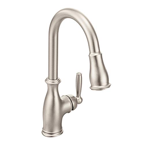 Moen 7185SRS Brantford One-Handle Pulldown Kitchen Faucet Featuring Power Boost and Reflex, Spot Resist Stainless