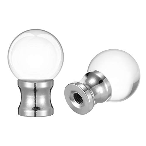 Canomo 2 Packs Glass Ball Lamp Finial Knob Lamp Decoration for Lamp Shade, Clear, 1-1/2 Inches