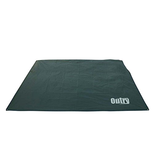 Outry Waterproof Multi-Purpose Tarp - Tent Stakes Included - Green - L - 7.9ft x 7.2ft / 2.4m x 2.2m, Lightweight Camping Picnic Ground Sheet Cover Cloth Mat Footprint Rain Fly Shelter Tarpaulin