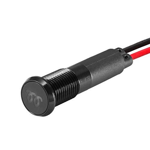 uxcell Pilot Dashboard Light DC 12V 8mm Red LED Signal Indicator Light Aluminum Shell with Symbol (Glow Plug) 2Pcs
