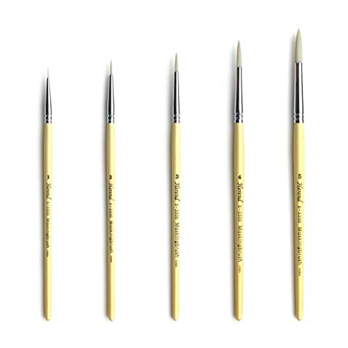Herend Brush Series S-3300 (No.1 ~ No.5) for Watercolor Oilcolor Acrylic with Synthetic Hair/Letterer Paintbrush (5 Set (1,2,3,4,5))