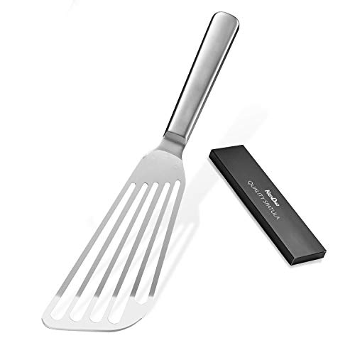 12.8' Stainless Fish Spatula, KSENDALO Professional Flexible Spatua Cookie Turner, Easier For Flipping, Frying & Grilling, Sturdy Kitchen Steak Spatula, Silver(style 3)