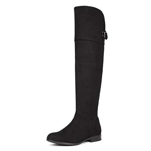 DREAM PAIRS Women's Hi_Flat Black Over The Knee Stretchy Thigh High Boots Size 10 B(M) US