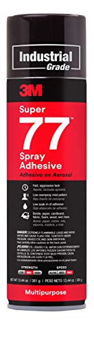 3M Super 77 Multipurpose Permanent Spray Adhesive Glue, Paper, Cardboard, Fabric, Plastic, Metal, Wood, Net Wt 13.44 oz