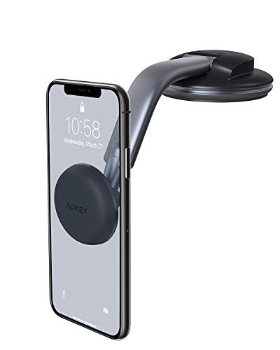 AUKEY Car Phone Mount 360 Degree Rotation Dashboard Magnetic Cell Phone Holder for Car Compatible with iPhone 12 / 11 Pro Max / 11 / XS Max / XS / 8 / 7 and More