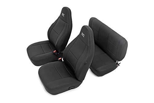 Rough Country Neoprene Seat Covers | (fits) 1997-2002 [ Jeep ] Wrangler TJ | 1st/2nd Row/Water Resistant | Black | 91000