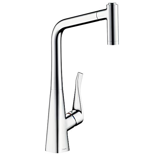 hansgrohe Metris kitchen tap 320 mm high with pull out spray, swivel spout and 2 spray patterns, chrome 14820000