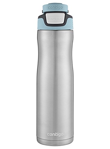 Contigo Stainless Steel Water Bottle | Vacuum-Insulated Water Bottle | AUTOSEAL Chill Water Bottle, 24oz, Stainless/Ice Aqua