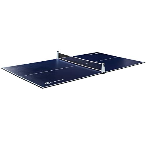 MD Sports Ping Pong and Table Tennis Conversion Tops, Regulation Size - Folding, Portable Tennis Top with Net - Fits Standard Air Hockey and Pool Tables - Fun, Easy Setup Game Equipment, Blue & White